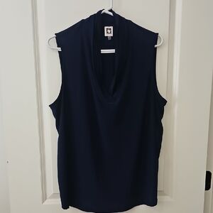 Anne Klein Navy Sleeveless Cowl Neck Blouse